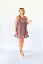 mable embroidered mini dress