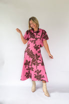 entro brown and pink skirt set