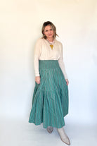 Floral Stripe Smock Maxi Skirt By Karlie