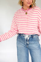 things between pink & white stripe cardigan 