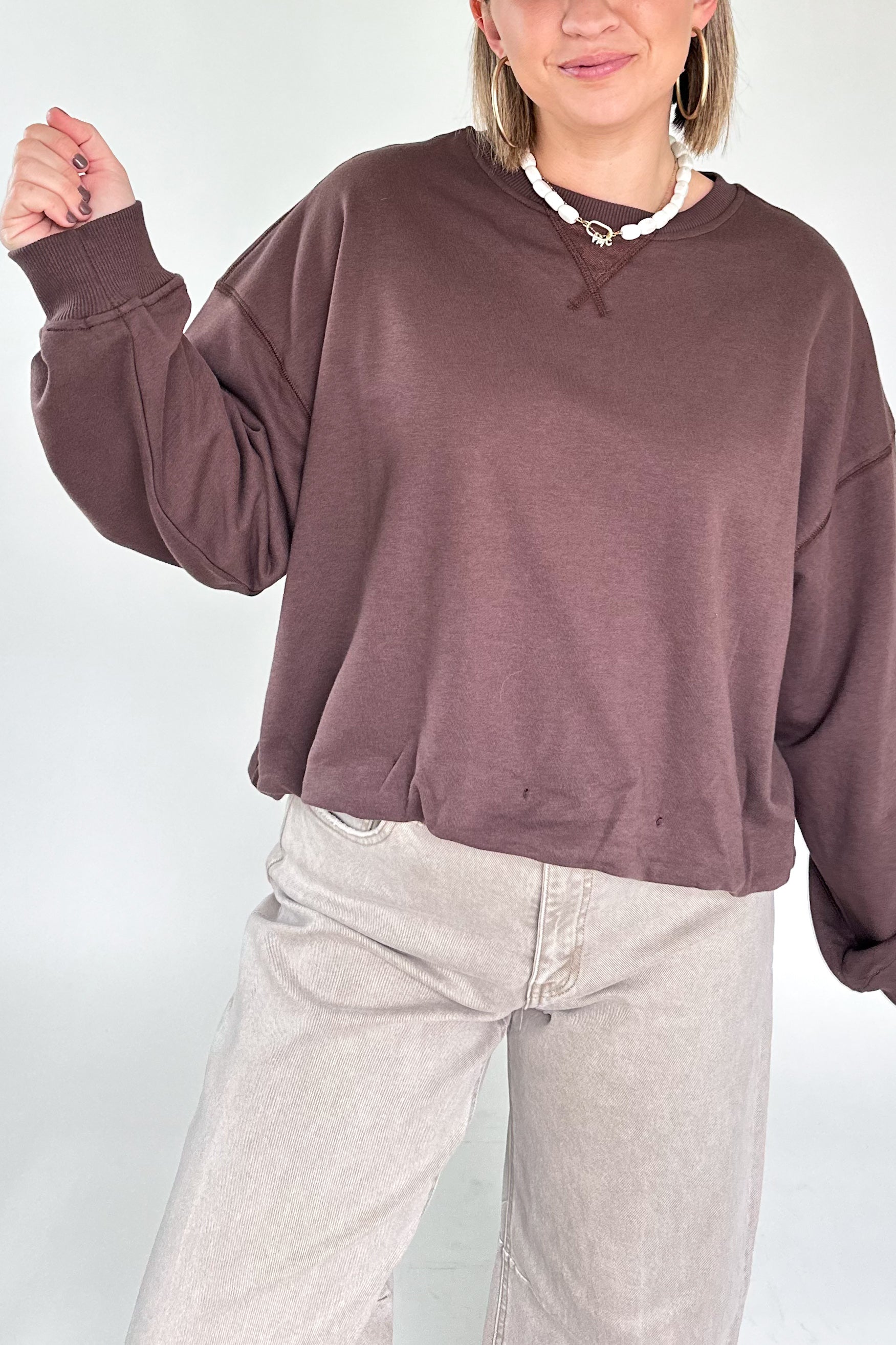 wishlist chocolate brown bubble pullover