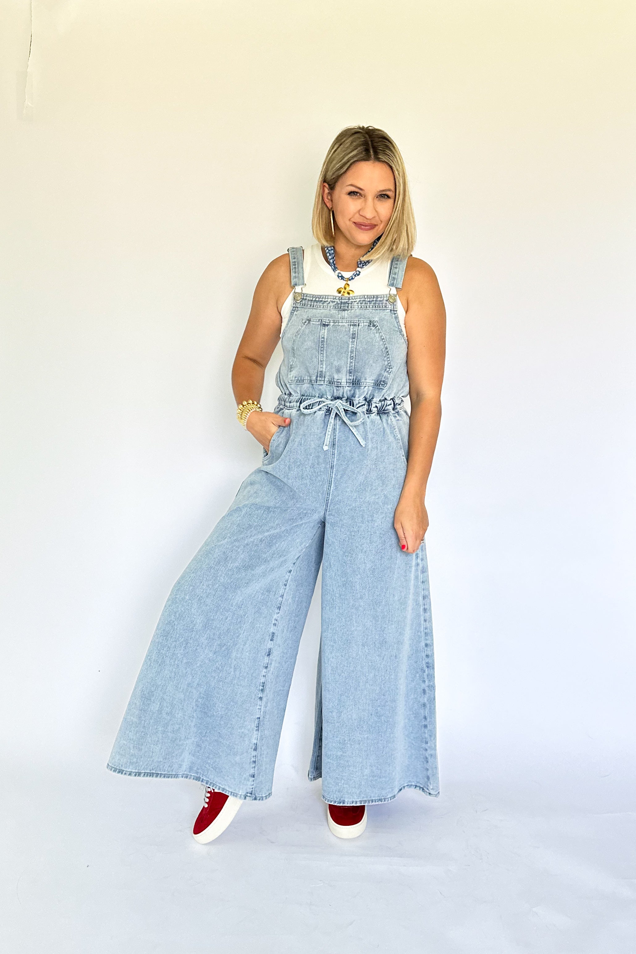 wishlist denim overall romper