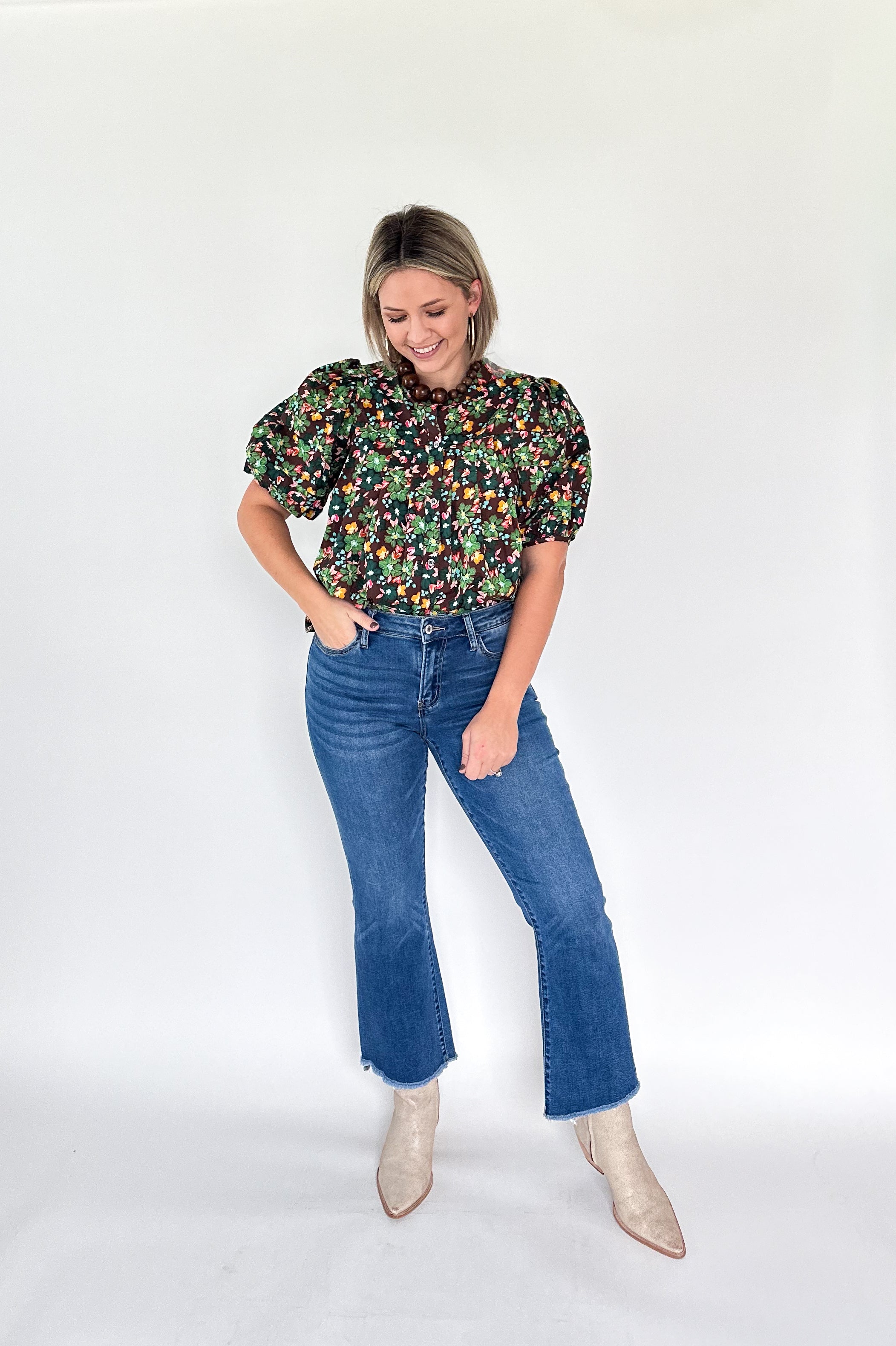 Floral Pleat Top By Karlie