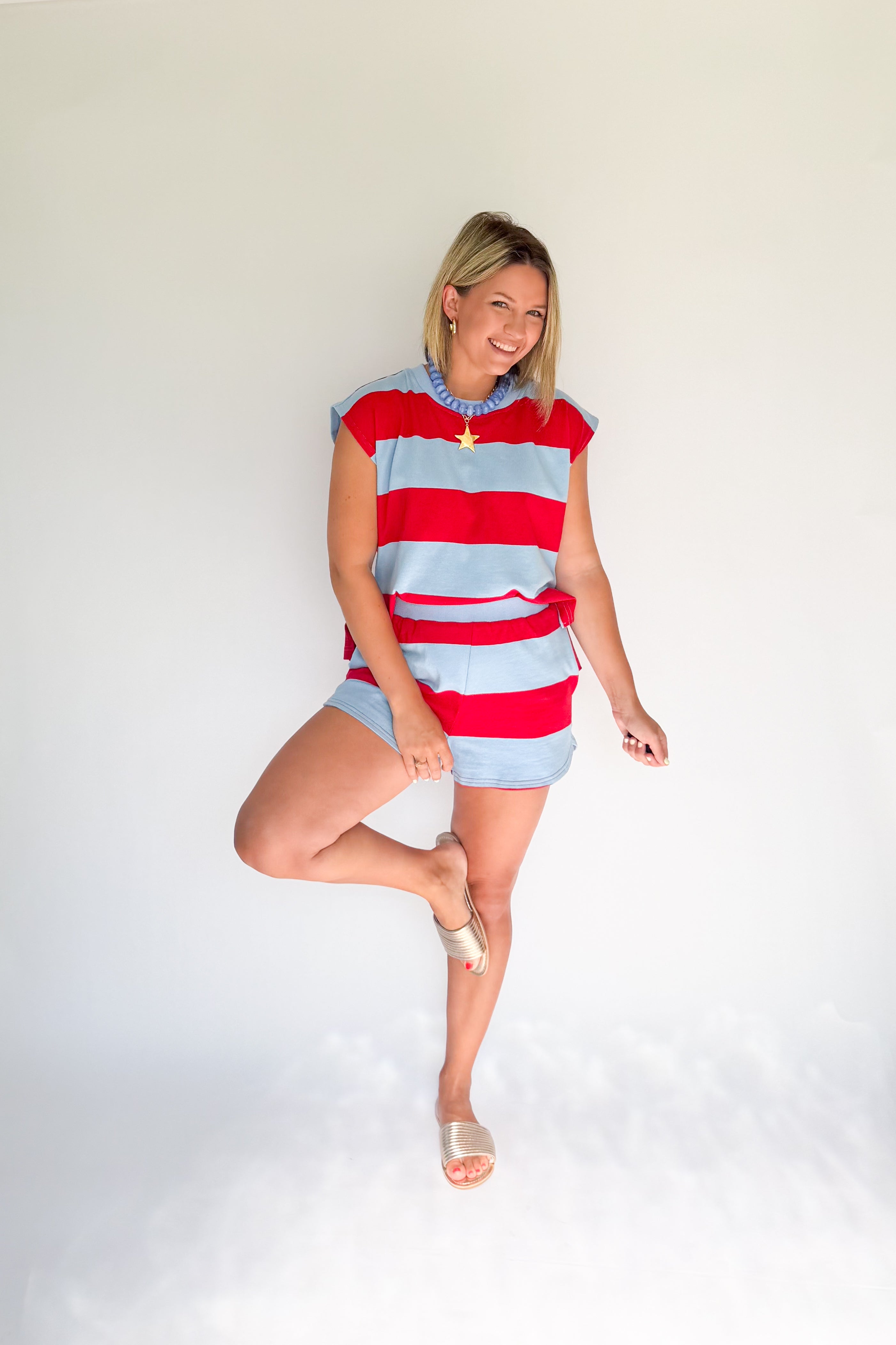 entro red & blue stripe set