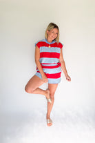 entro red & blue stripe set