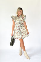 entro floral mini dress with ruffle sleeve